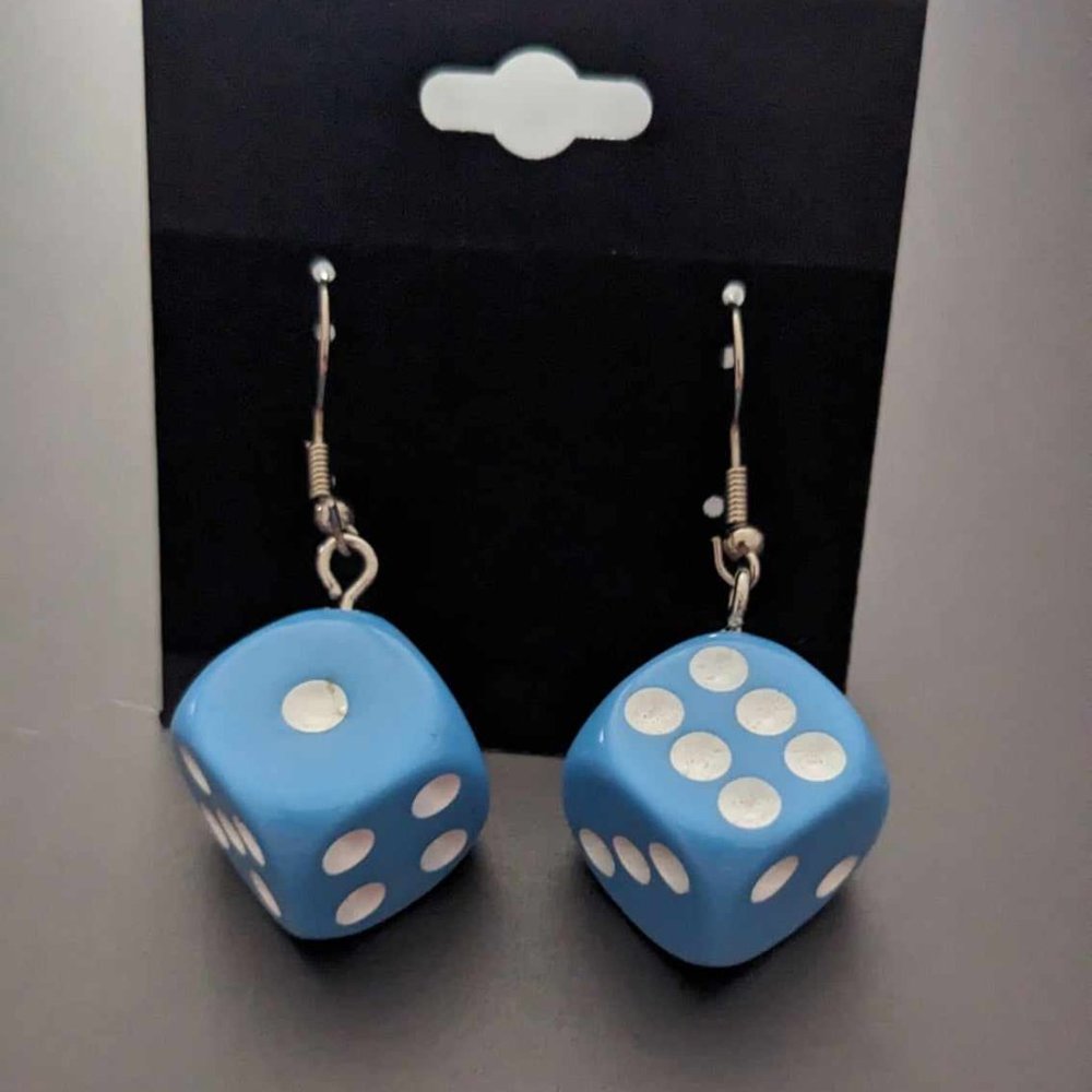 Dice Earrings Light Blue